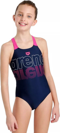 Dziecięcy strój kąpielowy Arena GIRL'S SWIMSUIT V BACK GRAPHIC 005538/780 navy-freak rose rozmiar 10-11