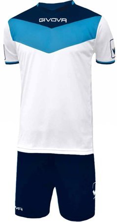 Komplet strój piłkarski koszulka + spodenki Givova Kit Campo biało-błękitno-granatowy KITC53 0405