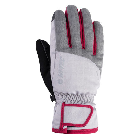 Rękawice narciarskie damskie Hi-tec Lady Huri szaro-różowe rozmiar S/M