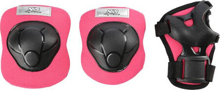 Zestaw kask 44-48 cm + ochraniacze na kolana+łokcie+nadgarstki Nils Extreme MTW01+H210 różowy rozmiar XS